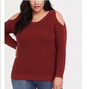 Torrid rust red henna cold shoulder sweater size 1 or 1X